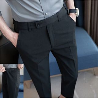 Quần âu nam cạp chun sườn ẩn 2 bên dáng Hàn Quốc, vải chéo lạnh 81 Cao Cấp co giãn big size , quần tây nam đai chun