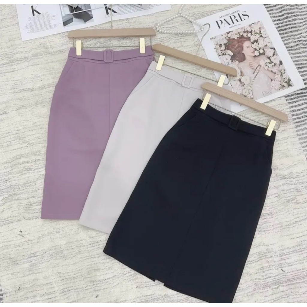 Chân Váy chữ A Túi Chéo 2 bên thiết kế đai xinh gọn dáng dài 60cm