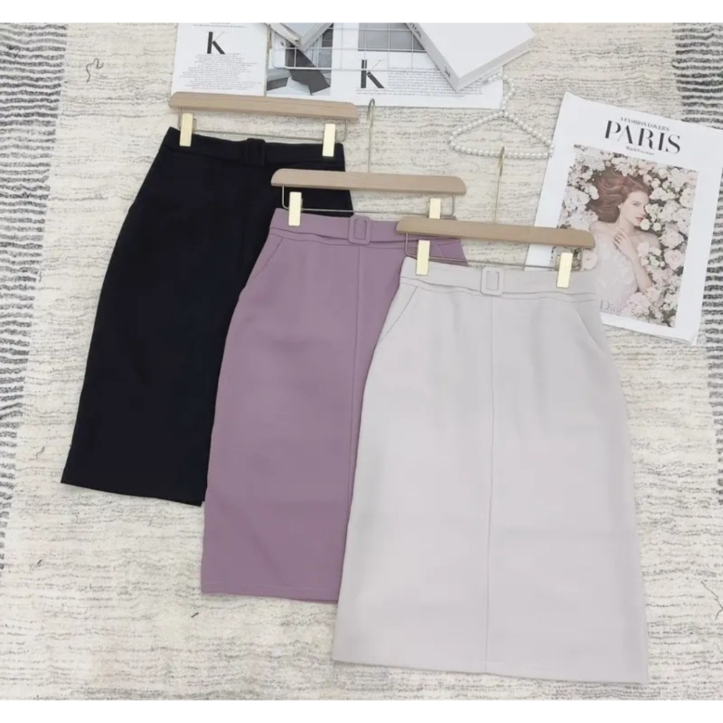 Chân Váy chữ A Túi Chéo 2 bên thiết kế đai xinh gọn dáng dài 60cm