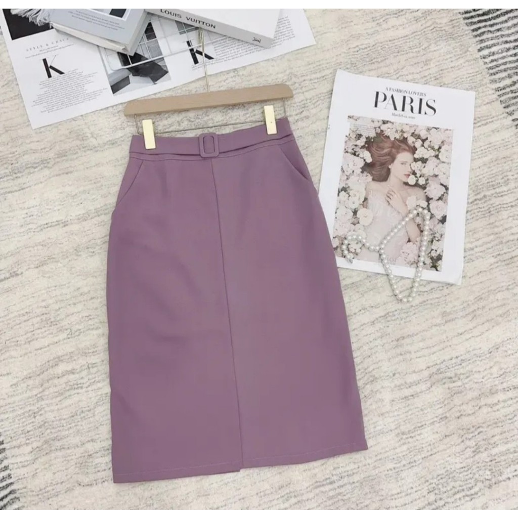 Chân Váy chữ A Túi Chéo 2 bên thiết kế đai xinh gọn dáng dài 60cm