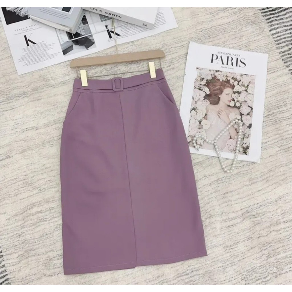 Chân Váy chữ A Túi Chéo 2 bên thiết kế đai xinh gọn dáng dài 60cm