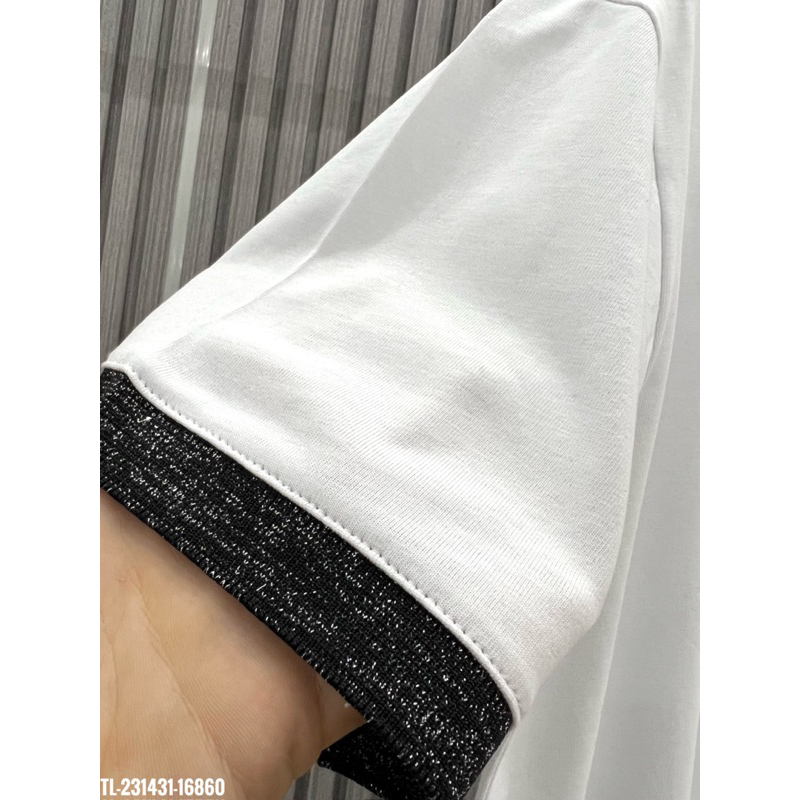 🔥Hot🔥Áo thun Saint Laurent chữ nhũ phối bo kim tuyến thiết kế hot trend Nam nữ New 2023