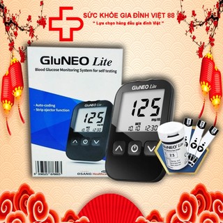 Máy đo đường huyết GluNEO Lite kèm 25 que thử đường huyết, 25 kim chích máu nhập khẩu Hàn Quốc