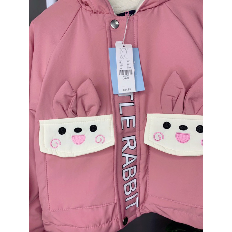 Áo khoác gió lót lông tai thỏ cho bé gái dễ thương