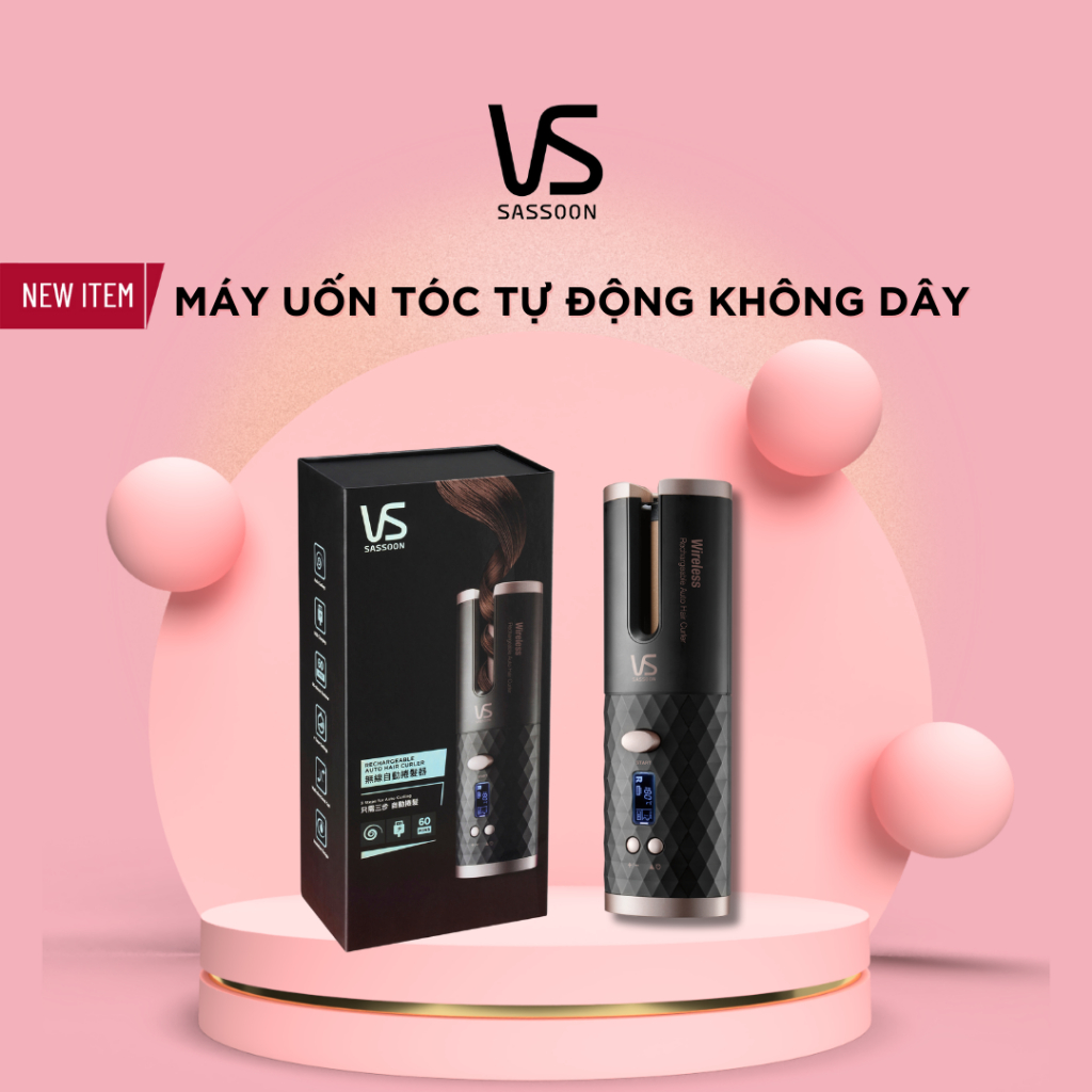 Máy uốn tóc tự động không dây VS Sassoon phủ Ceramic màu xám đen