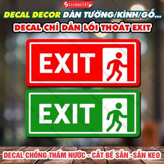 Biển báo chỉ dẫn lối thoát exit 🌈𝑭𝒓𝒆𝒆𝒔𝒉𝒊𝒑 decal bảng lối thoát exit - sticker decor dán kính, tường, gạch men, gỗ