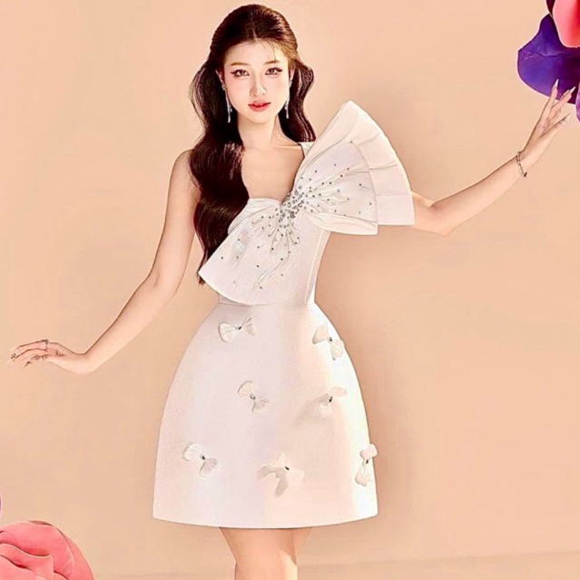 VÁY TAPTA XÒE ĐÍNH HẠT 2 DÂY NƠ ĐÍNH ĐÁ GAID000344