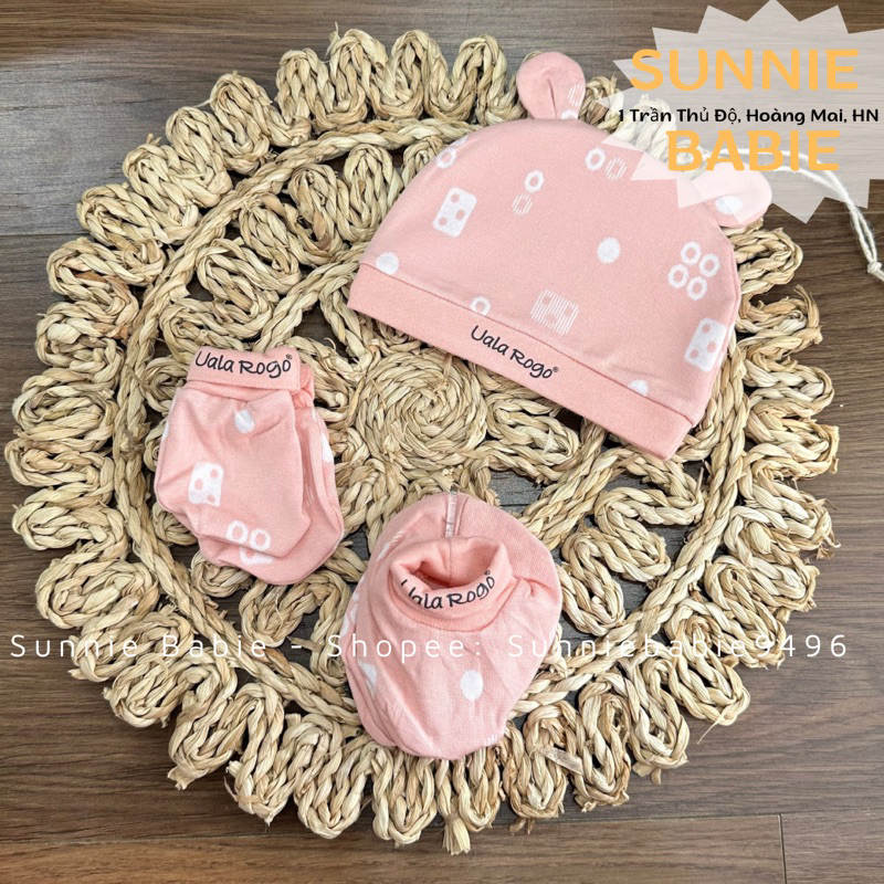 Set Mũ + bao tay chânUalarogo Sale vải sợi tre