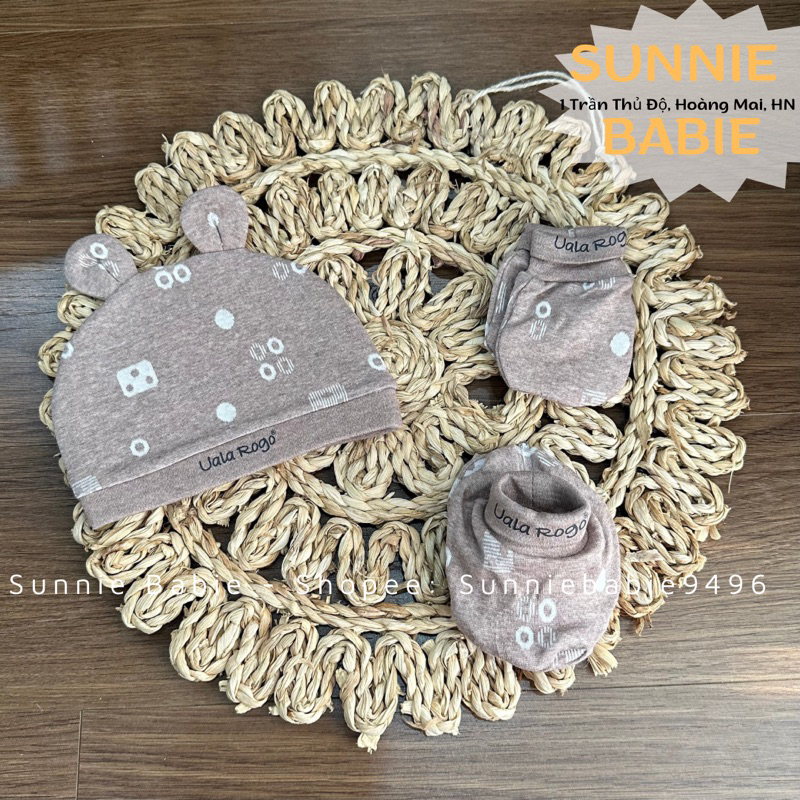 Set Mũ + bao tay chânUalarogo Sale vải sợi tre