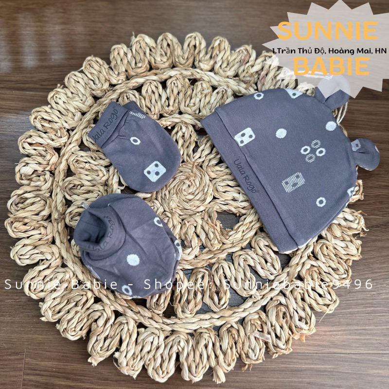Set Mũ + bao tay chânUalarogo Sale vải sợi tre