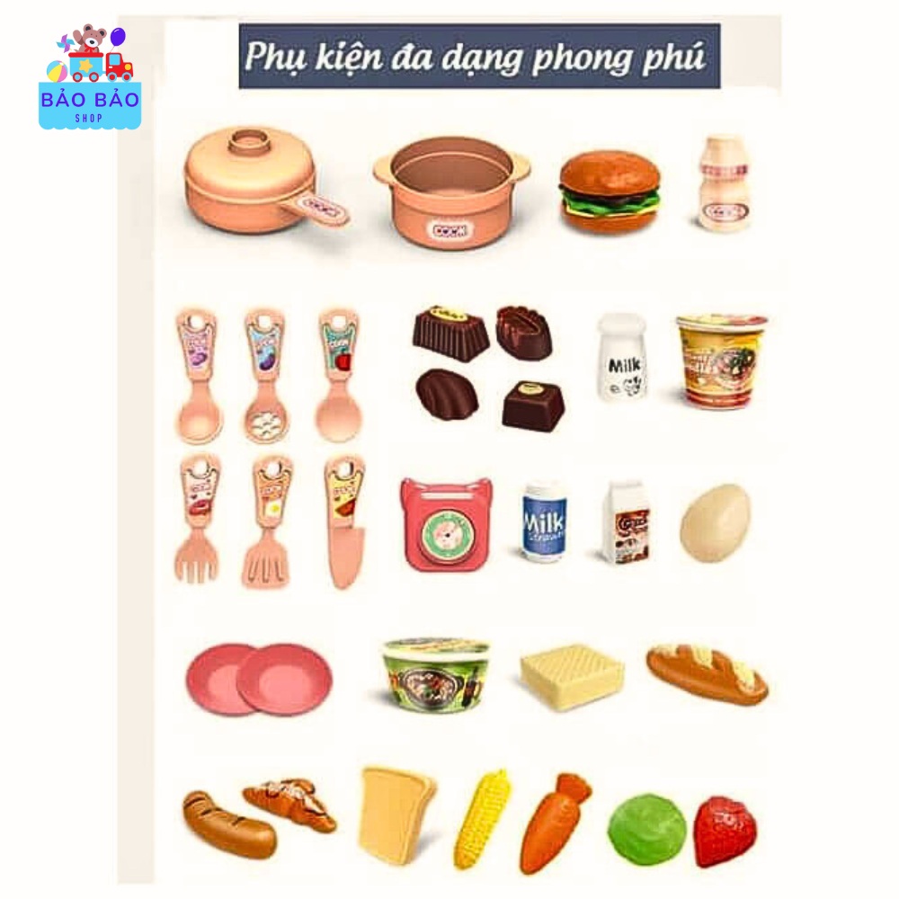 Bộ đồ chơi nhà bếp có hiệu ứng đèn, vòi nước thật và khói cao 36cm