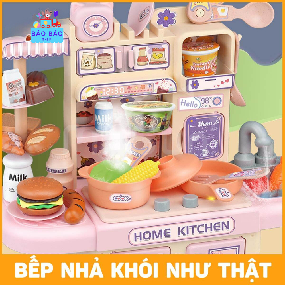 Bộ đồ chơi nhà bếp có hiệu ứng đèn, vòi nước thật và khói cao 36cm