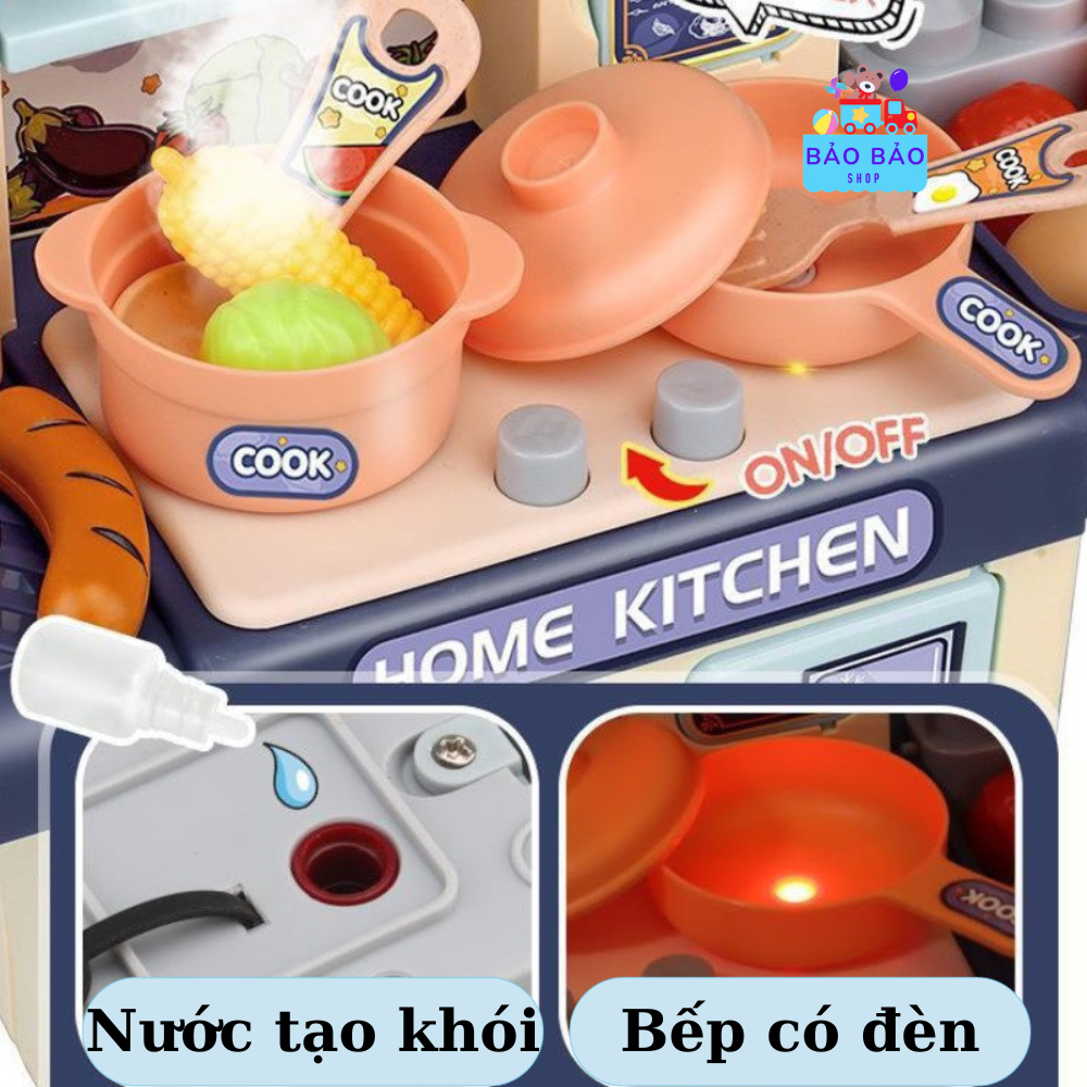 Bộ đồ chơi nhà bếp có hiệu ứng đèn, vòi nước thật và khói cao 36cm