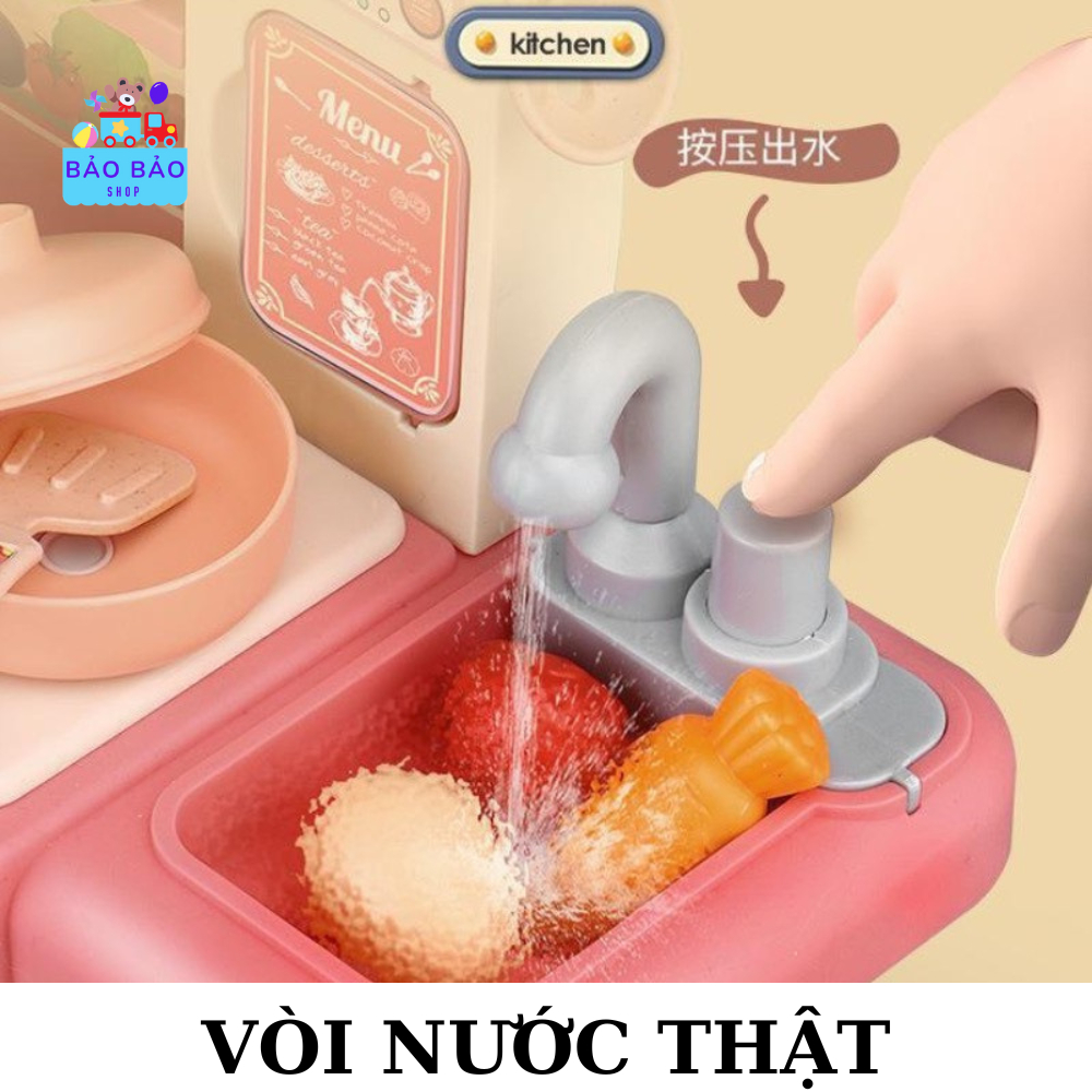 Bộ đồ chơi nhà bếp có hiệu ứng đèn, vòi nước thật và khói cao 36cm