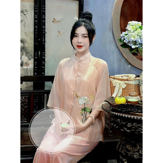 Pháp phục đi chùa chất liệu voan cao cấp - Pháp Phục Linh Đan