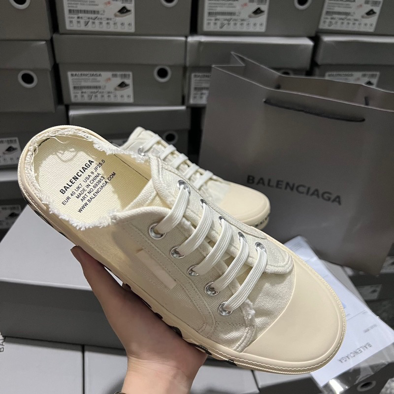 Giày thể thao đạp gót BALENCIAGA canvas trơncao cấp, Sục BALENCIAGA trơn