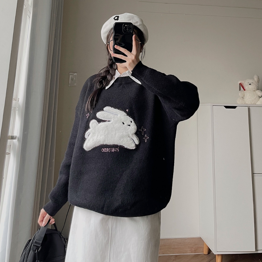 Áo len tay dài nữ chất vải len dệt kim mịn GWEN 10599 - Jemcloset