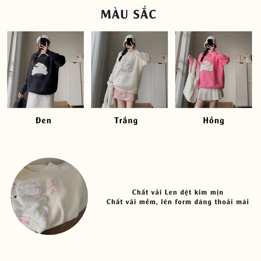 Áo len tay dài nữ chất vải len dệt kim mịn GWEN 10599 - Jemcloset