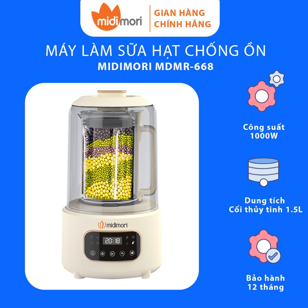 Máy Làm Sữa Hạt Đa Năng Hút Chân Không Midimori MDMR-668 (1000W)