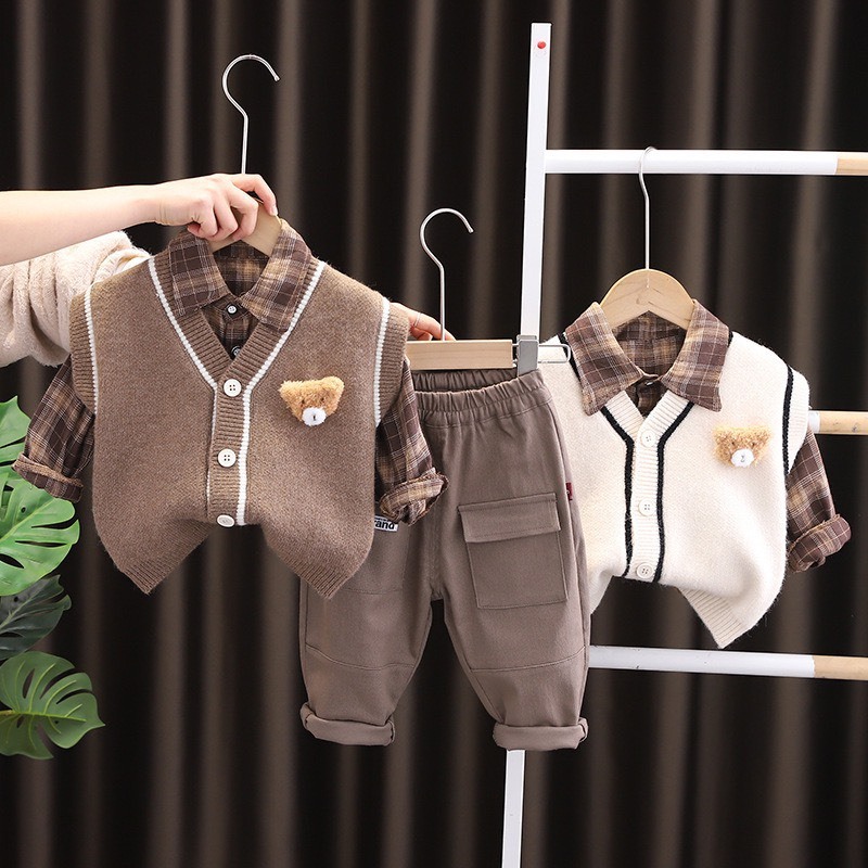 Set gile len gấu 3 món cho bé trai siêu đẹp - SHUMBIM-KIDS