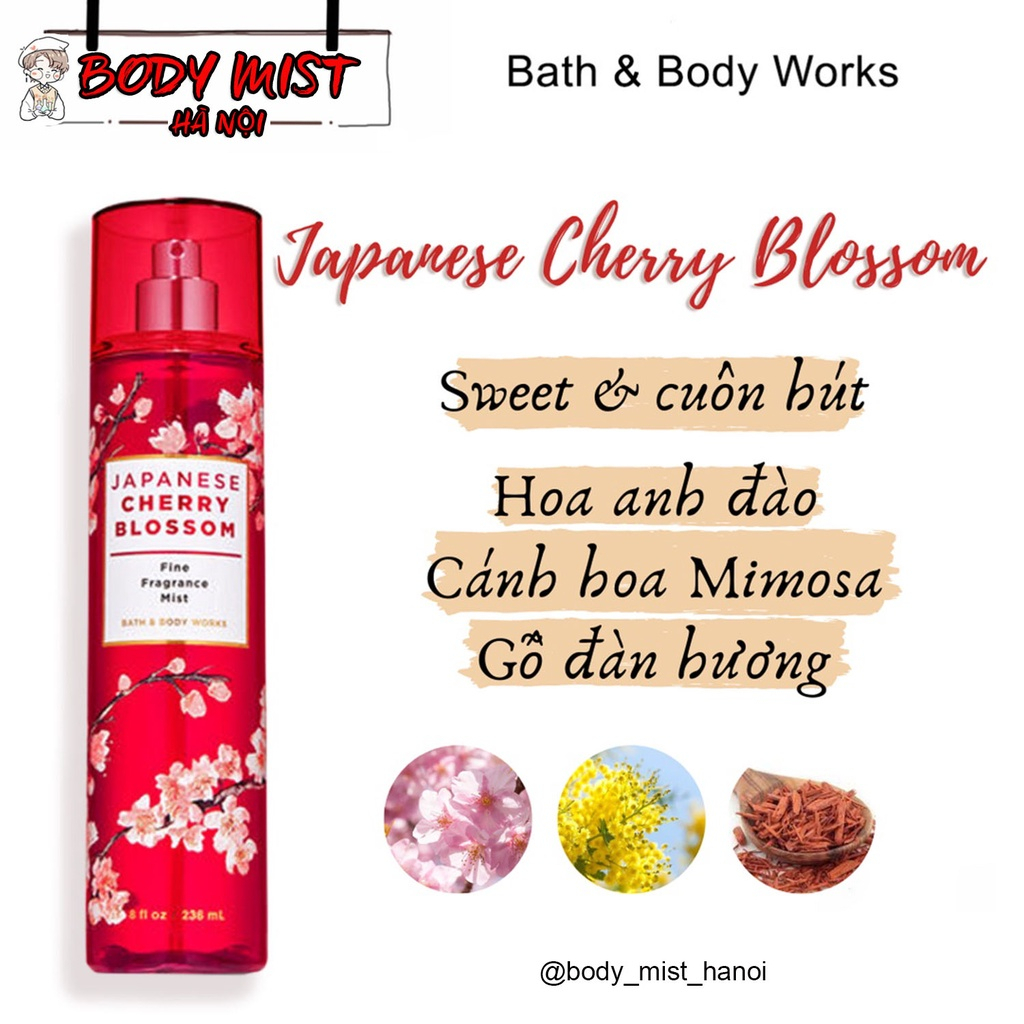 Xịt Body mist Gingham, into the night, a thousand, Japanese Cherry Blos xịt thơm toàn thân - bodymist Hà Nội