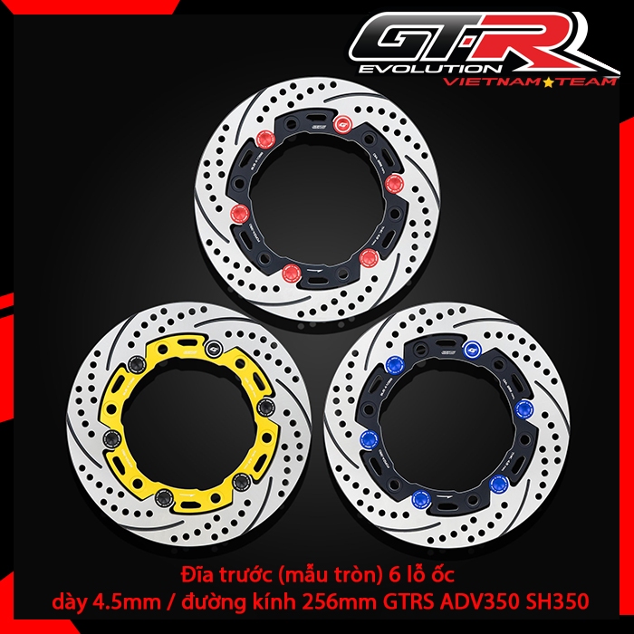 Đĩa trước dày 4.5mm / đường kính 256mm 6 lỗ ốc GTRS ADV350 SH350