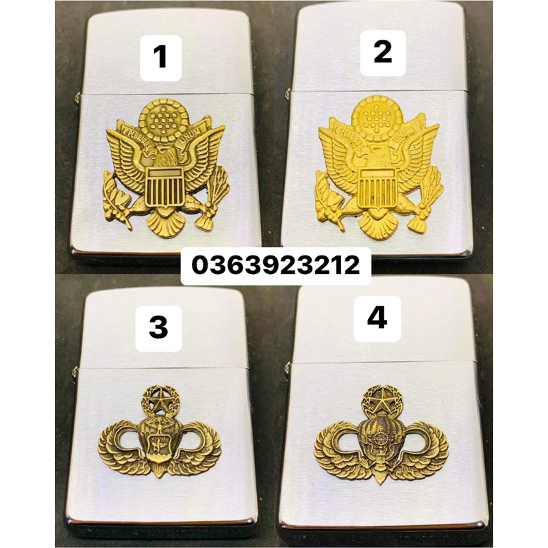 Eblem Q.uân S.ự dán Zippo( Có tặng kèm keo dán)