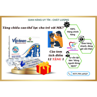 VIPTEEN - Hỗ trợ tăng chiều cao dành cho trẻ MK7 (Tích điểm vỏ hộp 12 tặng 1)