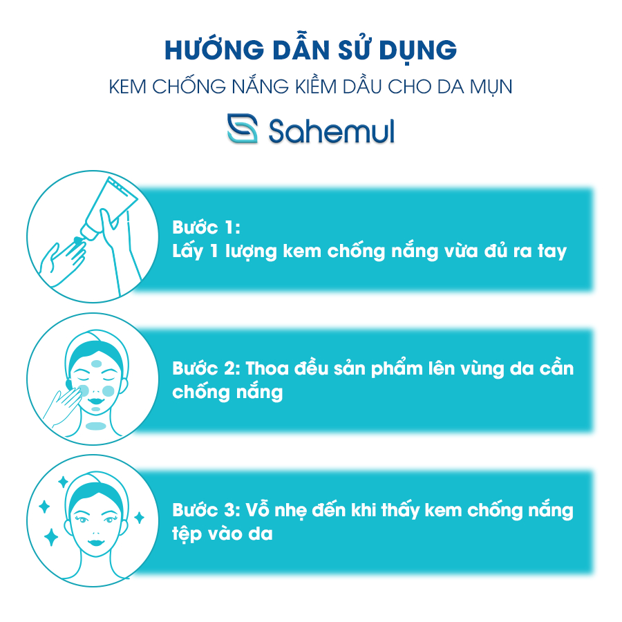 Combo 2 Kem Chống Nắng Kiềm Dầu Cho Da Mụn Sahemul Quang Phổ Rộng, Kháng Nước, Chống Ánh Sáng Xanh 50g