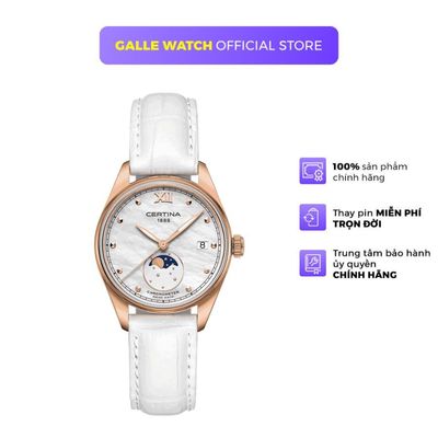 Đồng hồ nữ Certina C033.257.36.118.00 dây da đeo tay thời trang, chống nước 10ATM, kính Sapphire chống xước tốt
