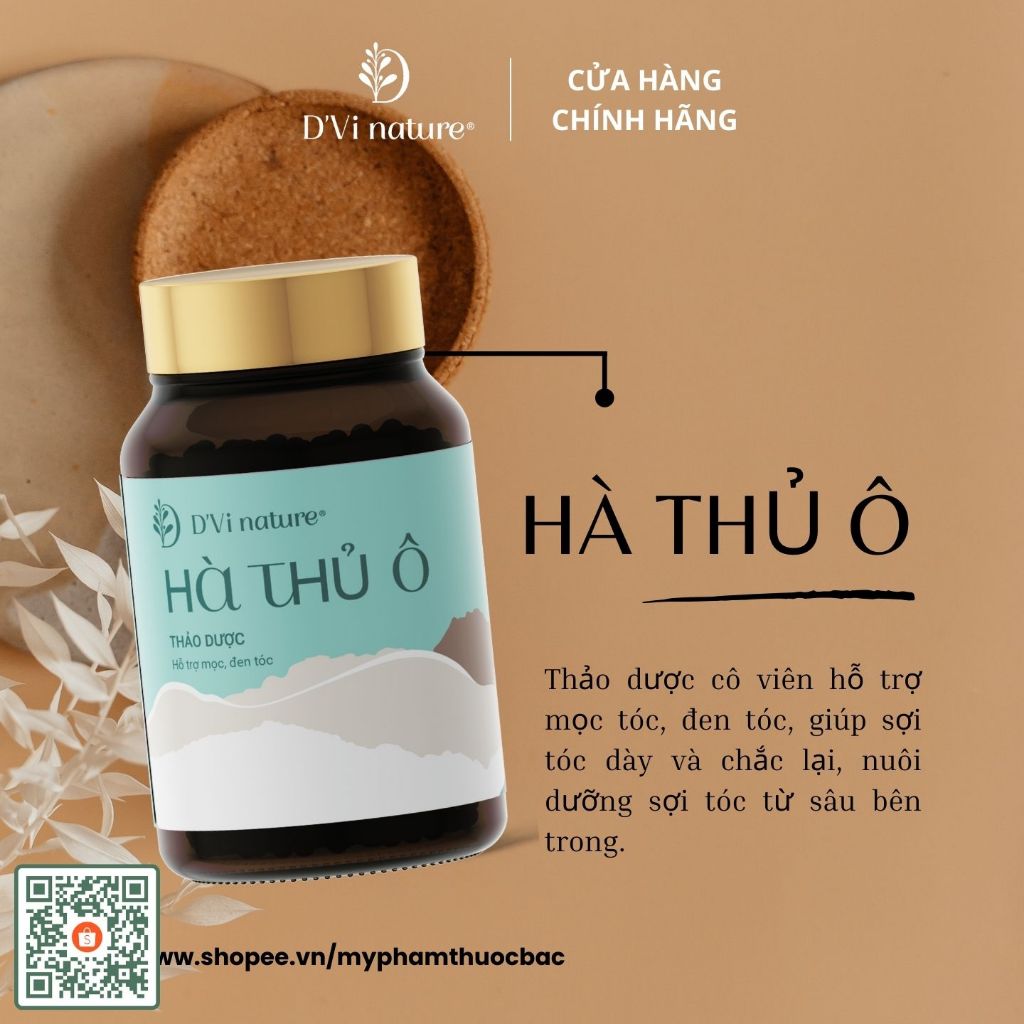 Hà thủ ô cô viên D'Vi nature thảo dược giúp nuôi dưỡng sợi tóc từ sâu bên trong, hỗ trợ mọc tóc, đen tóc, sợi tóc dày