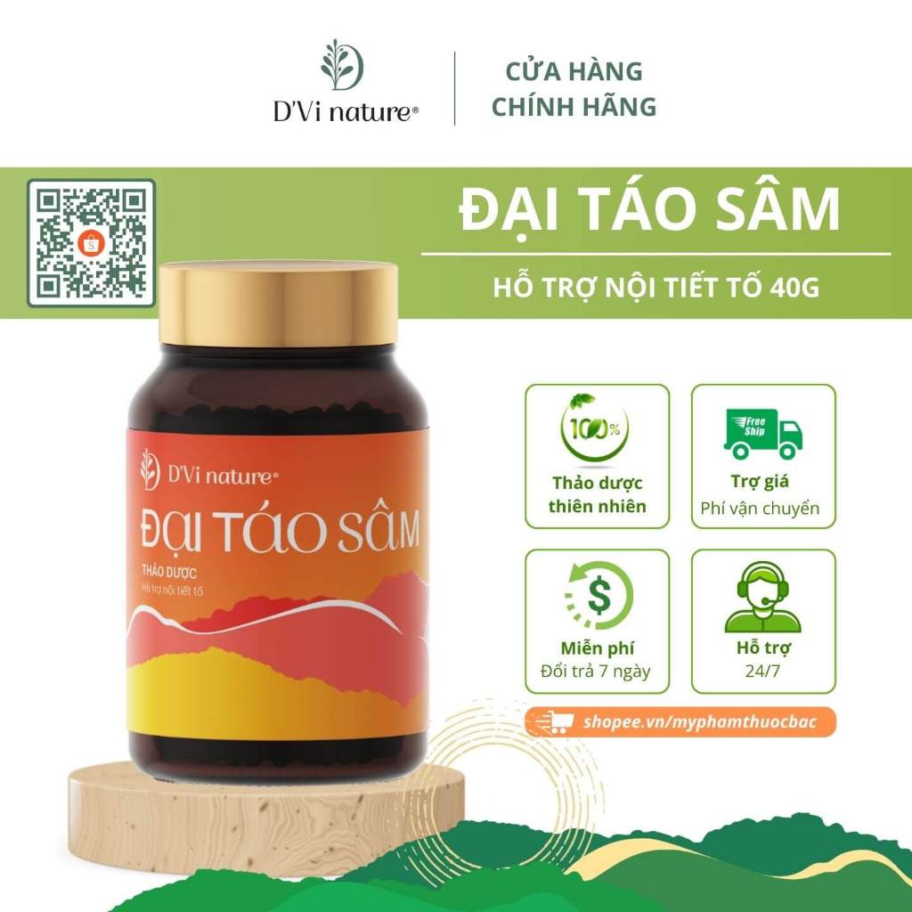 Đại táo sâm D'Vi nature thảo dược hỗ trợ nội tiết tố, giải độc cơ thể giúp an thần ngủ ngon từ thảo dược thiên nhiên