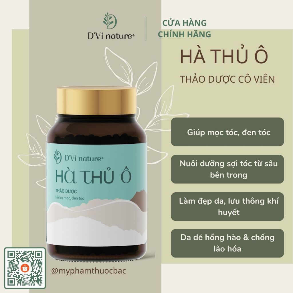 Hà thủ ô cô viên D'Vi nature thảo dược giúp nuôi dưỡng sợi tóc từ sâu bên trong, hỗ trợ mọc tóc, đen tóc, sợi tóc dày