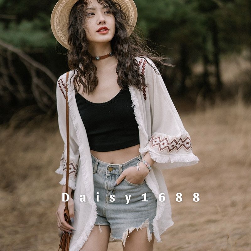 Sẵn - Áo Khoác Cardigan Phong Cách Vintage Thổ Cẩm Mới Cho Nữ Daisy1688