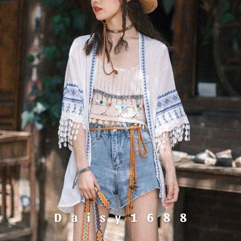 Sẵn - Áo Khoác Cardigan Phong Cách Vintage Thổ Cẩm Mới Cho Nữ Daisy1688