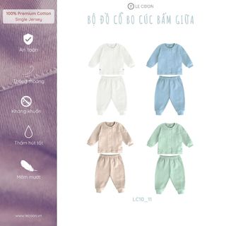 LE COON | Bộ Đồ Cổ Bo Cúc Bấm Giữa | Vải COOL mỏng mát | 0-18 tháng