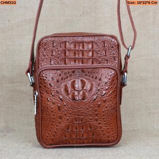 Túi Đeo Chéo Nam Da Cá Sấu Size Nhỏ 16*22*6 Cm || Vân Gù Cá Sấu Có Giấy Tờ Nguồn Gốc Đi kèm