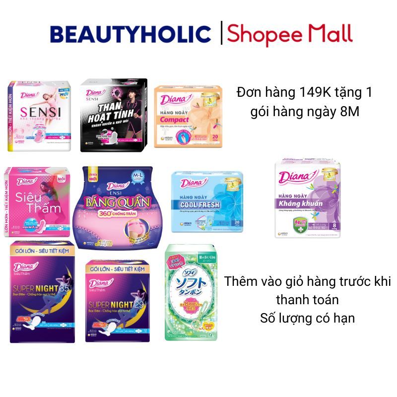 Băng vệ sinh Diana gói tiết kiệm nhiều loại 8 miếng/20 miếng/40 miếng