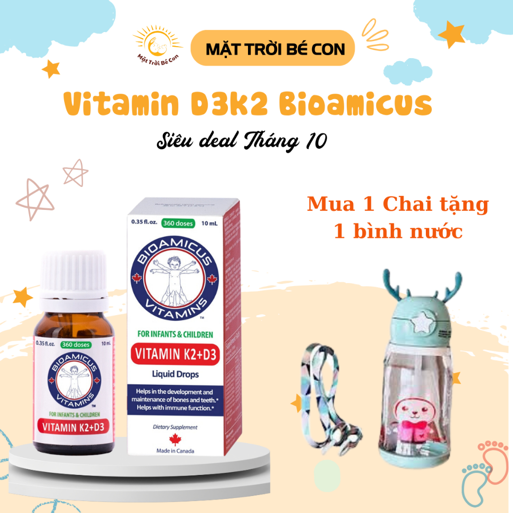 [TRIV5712 giảm 50k] ( Hàng Chính Hãng ) Men vi sinh 10 chủng BioAmicus Complete 10ml,Vitamin D3K2 Bioamicus