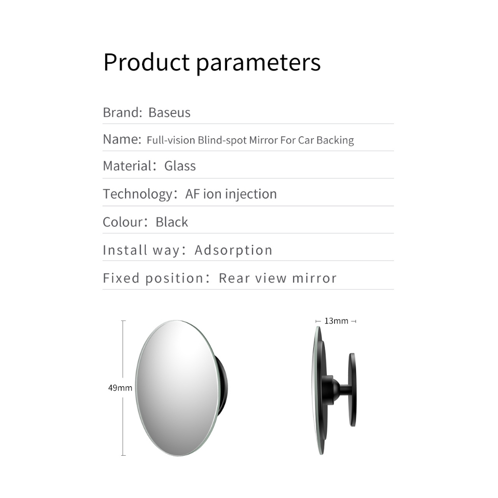 Gương Cầu Lồi Ô Tô  Xe Hơi Baseus Chiếu Hậu Chống Điểm Mù Cho Xe - TopLink