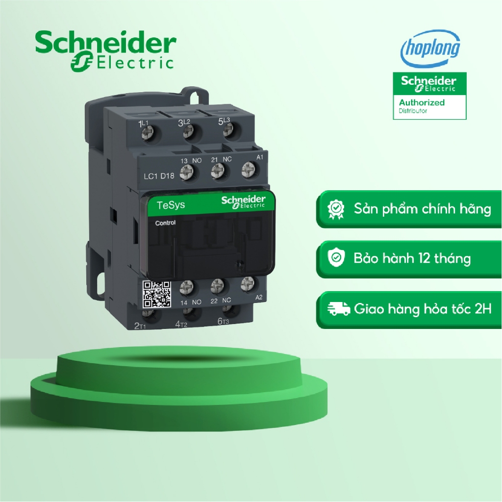 Khởi động từ Schneider Contactor LC1D18M7 - 3P(3NO) - 18A - Coil 220VAC