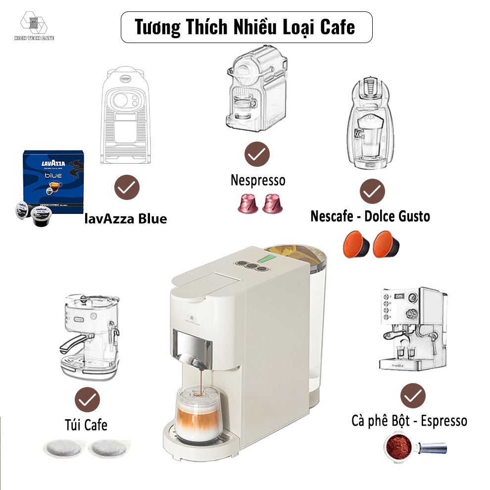 Máy Pha Cà Phê CF04 Mini Pha Cafe Espresso, Viên Nén Nespresso, Nescafe Dolcegusto, Bán Tự Động Cho Văn Phòng, Gia Đình