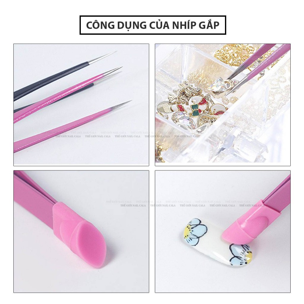 Nhíp gắp phụ kiện chuyên dụng - Nhíp gắp charm đá, sticker 2 đầu đa chức năng cho chi em làm nail