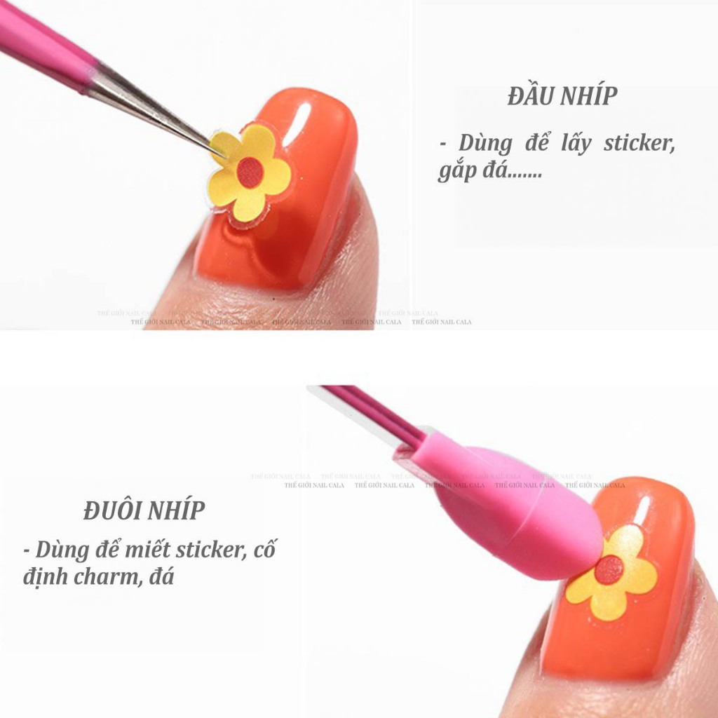 Nhíp gắp phụ kiện chuyên dụng - Nhíp gắp charm đá, sticker 2 đầu đa chức năng cho chi em làm nail