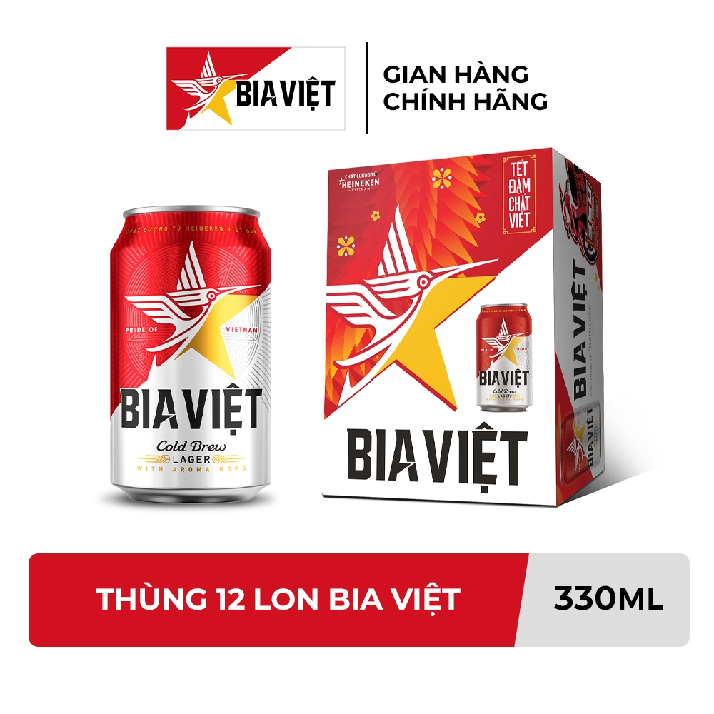HỎA TỐC HCM - Thùng 12 lon Bia Việt 330ml/lon - Bật lon trúng thưởng