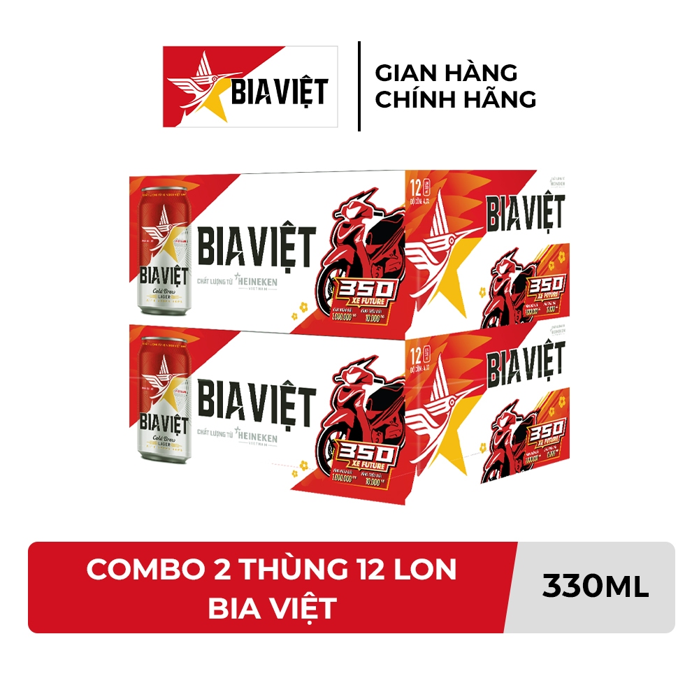HỎA TỐC HCM - Combo 2 Thùng 12 lon Bia Việt 330ml/lon - Bật lon trúng thưởng