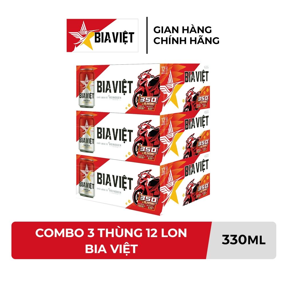 HỎA TỐC HCM - Combo 3 Thùng 12 lon Bia Việt 330ml/lon - Bật lon trúng thưởng