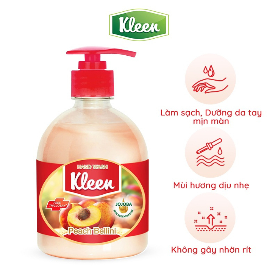 [GIFT] Nước rửa tay Kleen diệt khuẩn và dưỡng ẩm chiết xuất từ thiên nhiên 500ml
