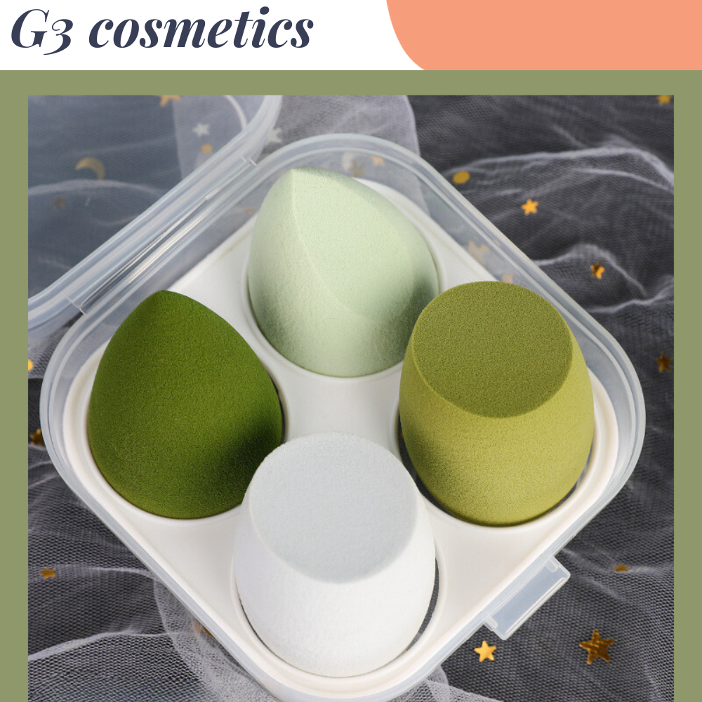 Hộp 4 mút trang điểm tông màu Pastel hình giọt nước xinh xắn mút tán kem nền make up chuyên ngiệp