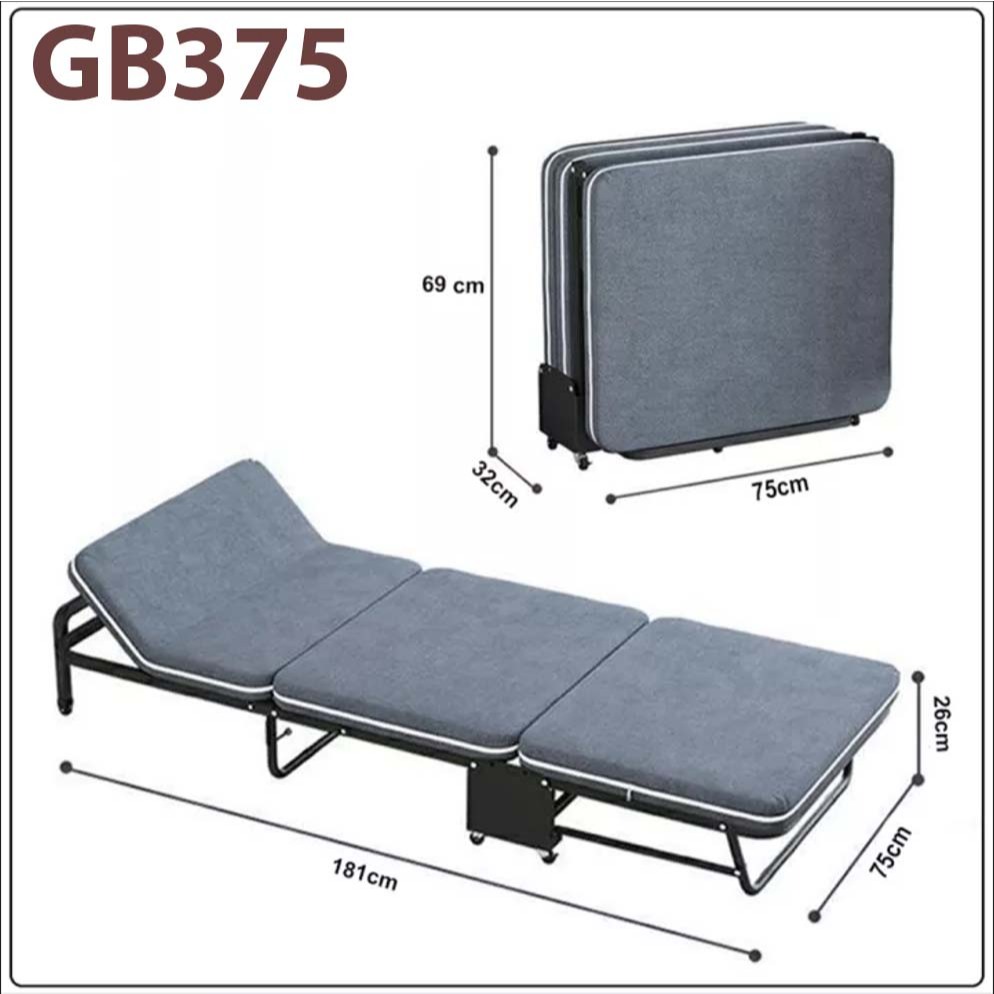 Giường gấp ba khúc NIKITA GB375 rộng 75cm màu XÁM xanh